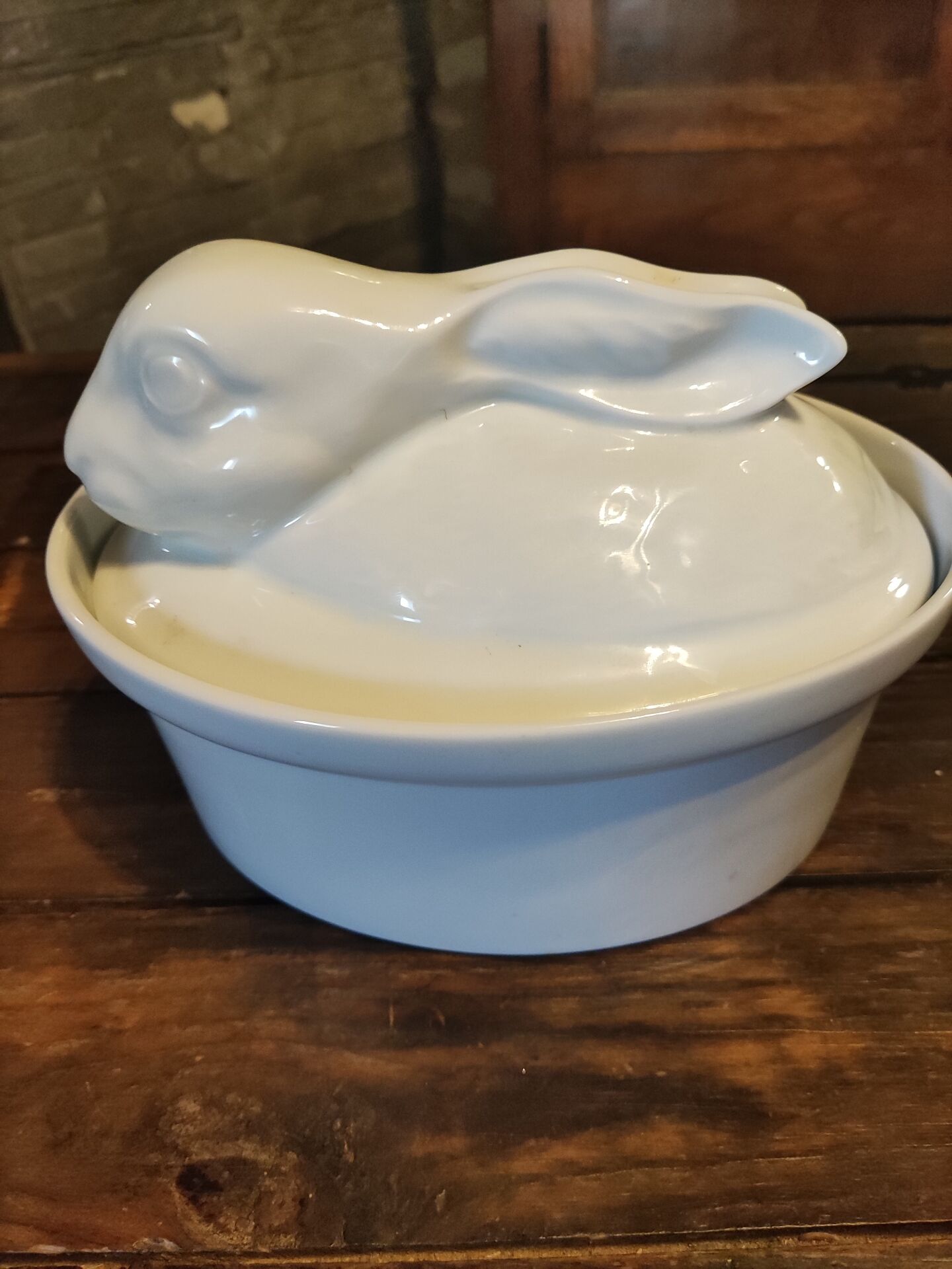 White ceramic rabbit terrine