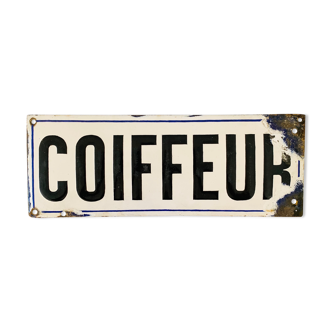 Plaque émaillée « coiffeur »