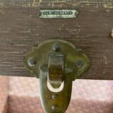 Malle vintage en bois et cuir, St Hubert Paris