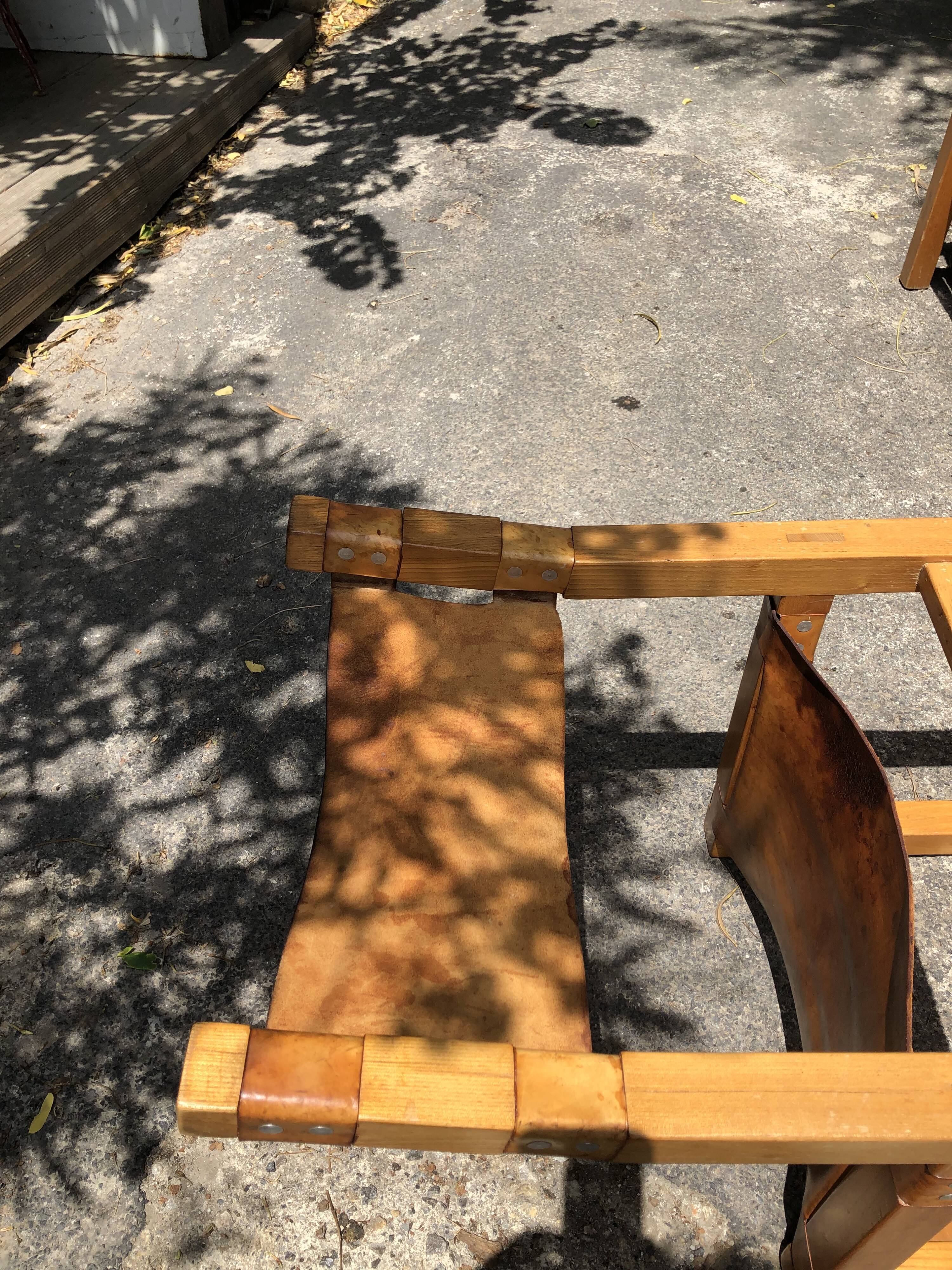 Leather and wood chairs