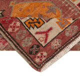 Hand-knotted antique turkish red runner rug 85 cm x 337 cm