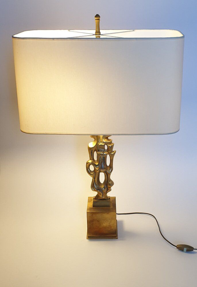 Desk lamp in gilded bronze by Papineau, 1970s