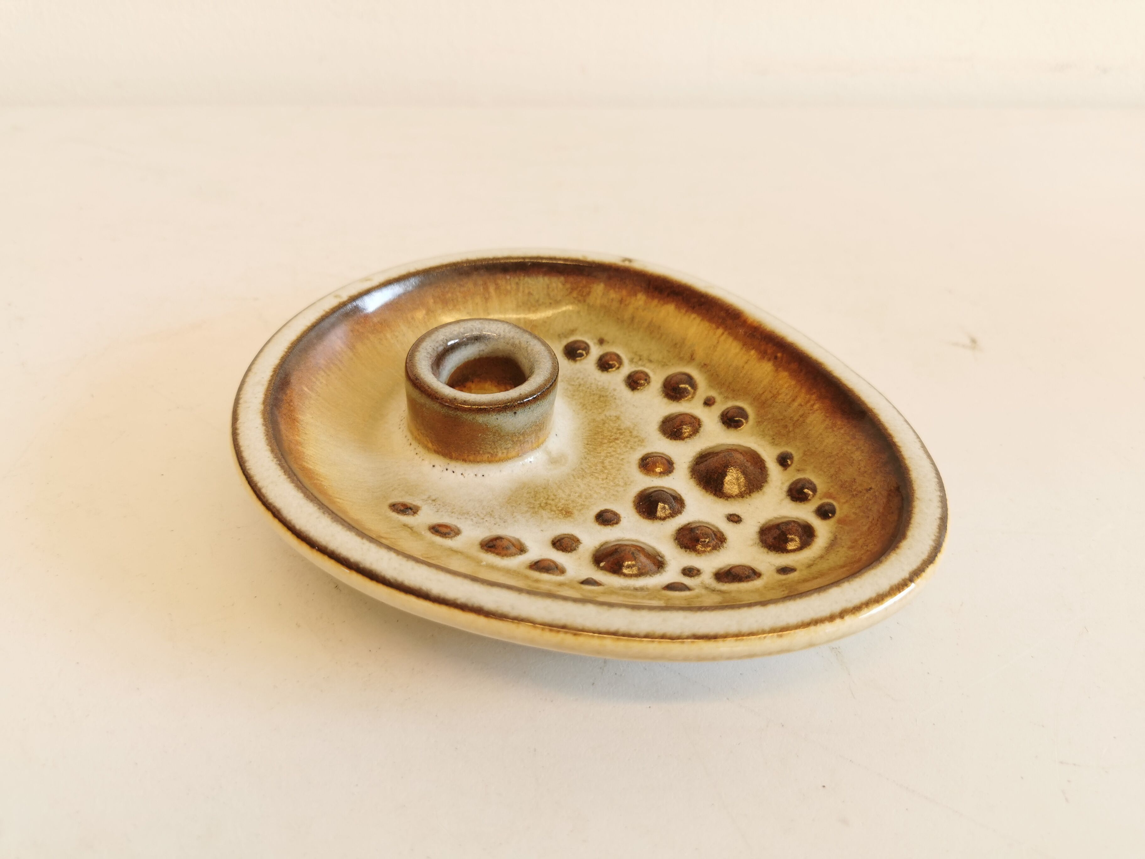 Ceramic candle holder, produced by Danish Søholm and designed by Einar Johansen.