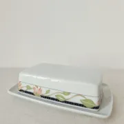 Vintage porcelain butter dish Apilco "Louisiane" - Yves Deshoulieres