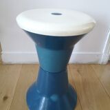 Stool style tam tam 80s plastic blue and white