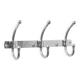 Vintage chrome wall coat rack with 3 double hooks, modernist design.