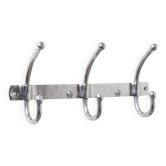 Porte-manteau mural vintage chromé à 3 doubles patères, design moderniste