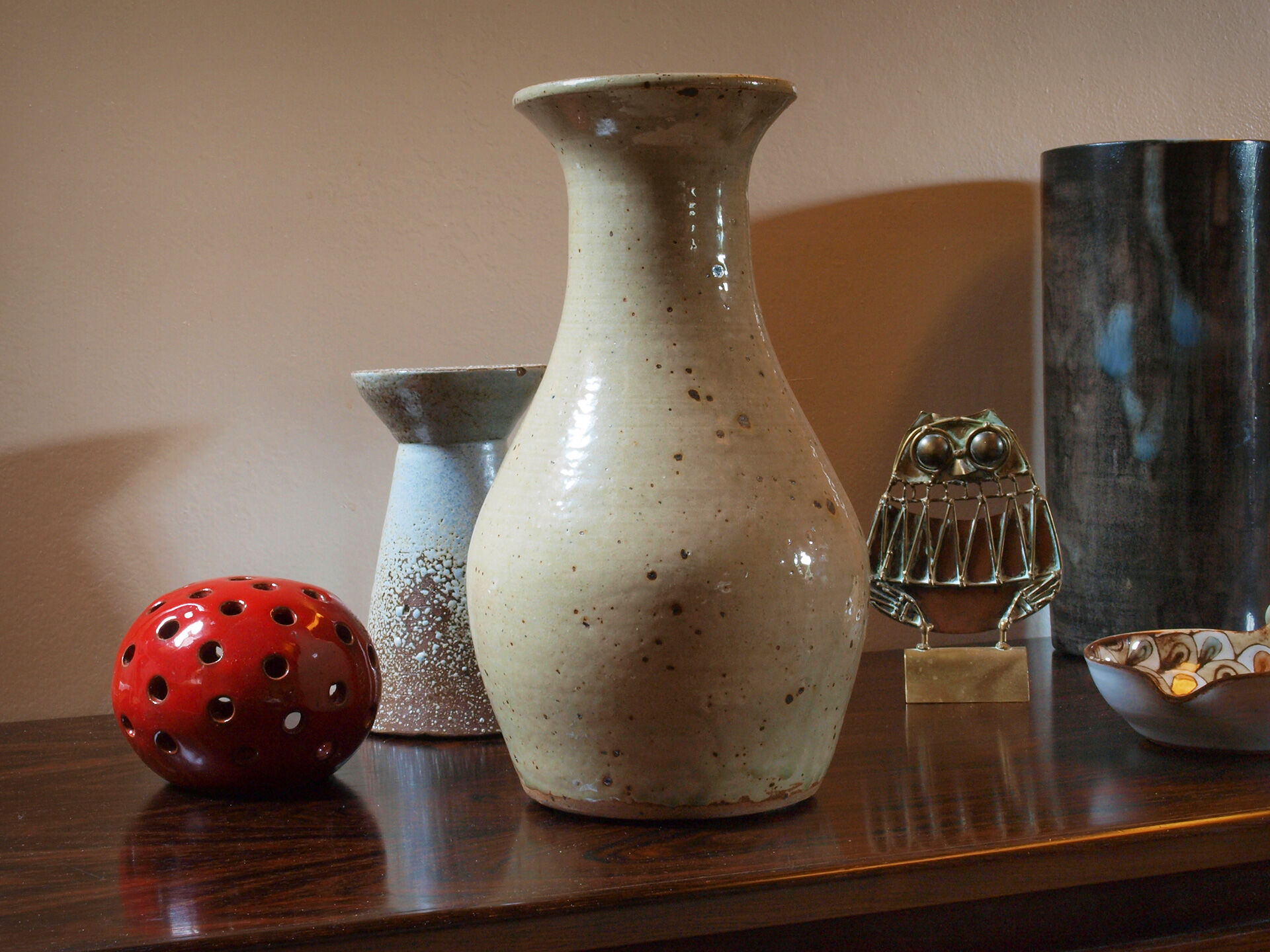 Pyrite sandstone vase by Jean Migeon in La Borne, 60s