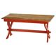 Rustic farmhouse dining table in painted red pine, Sweden, 1920s.