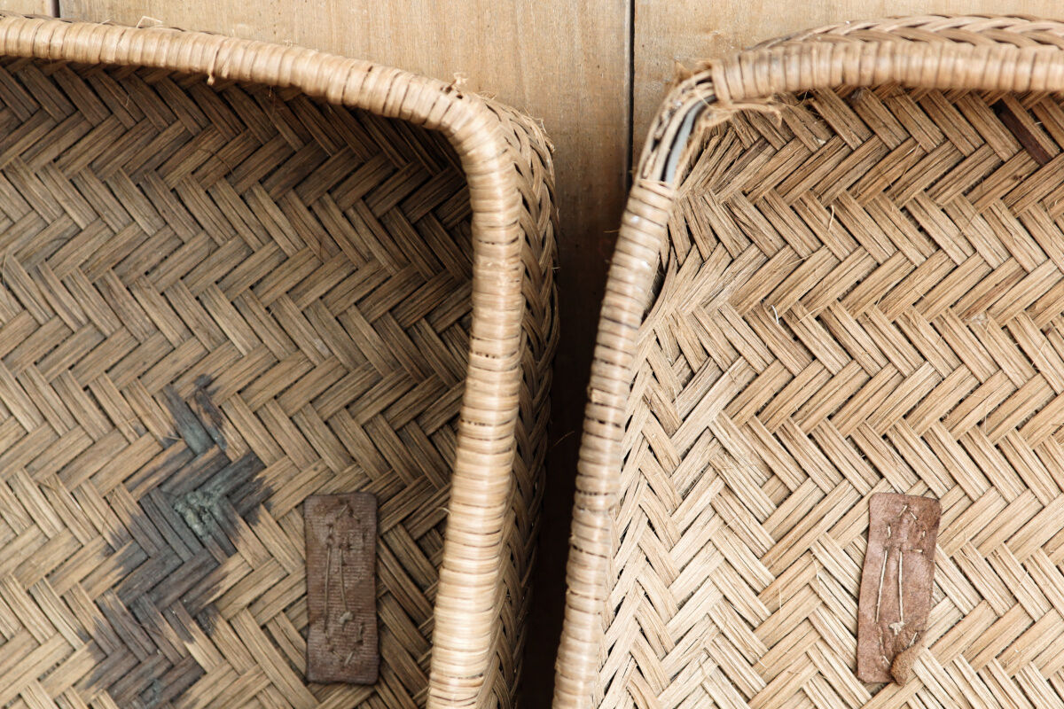 Pair of old braided pans