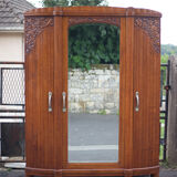 Art deco cabinet, wardrobe and shelves, carved wood cabinet, storage cabinet