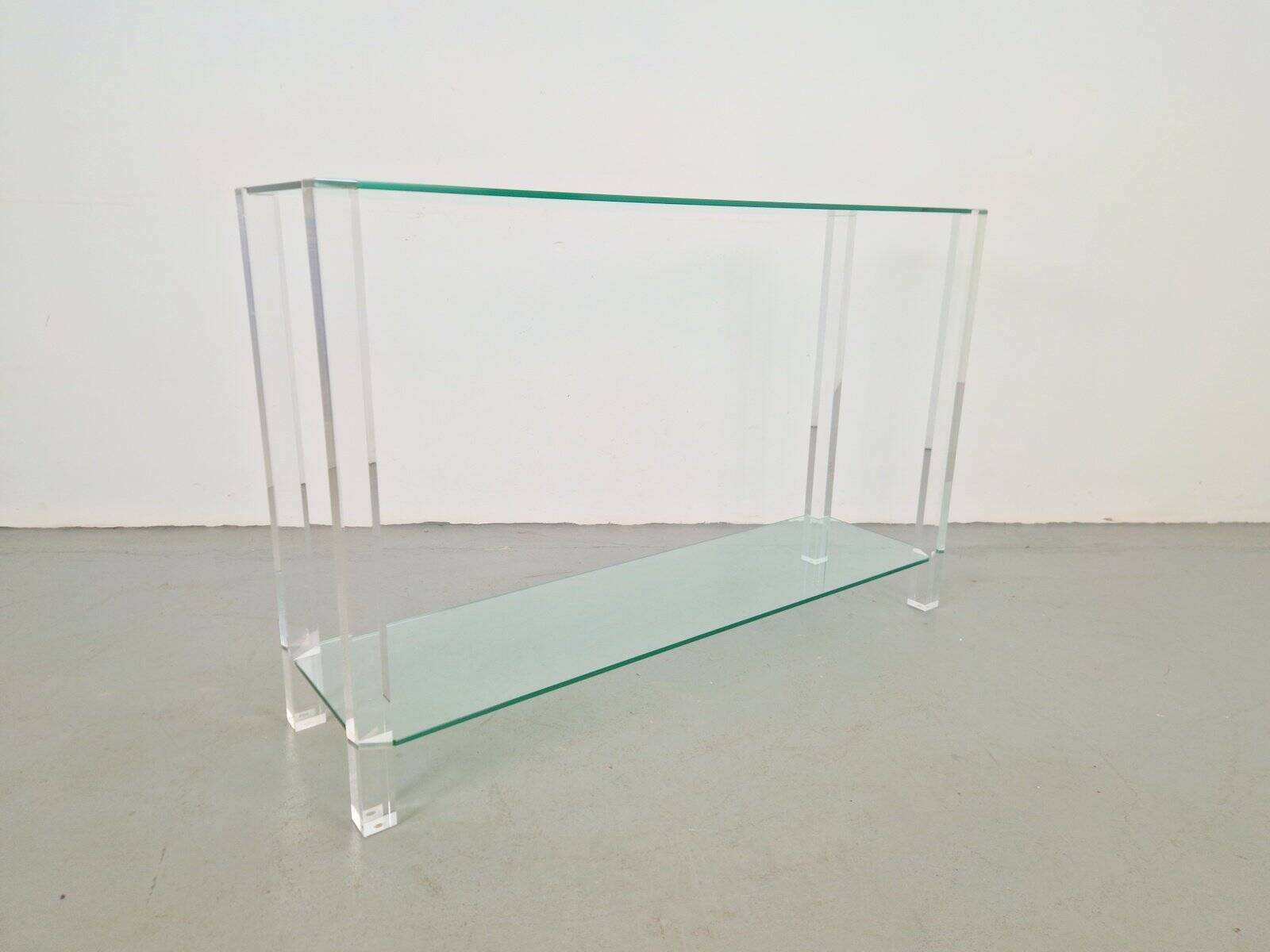 Table console en verre et acrylique The Hague de Bor Design, années 1990.