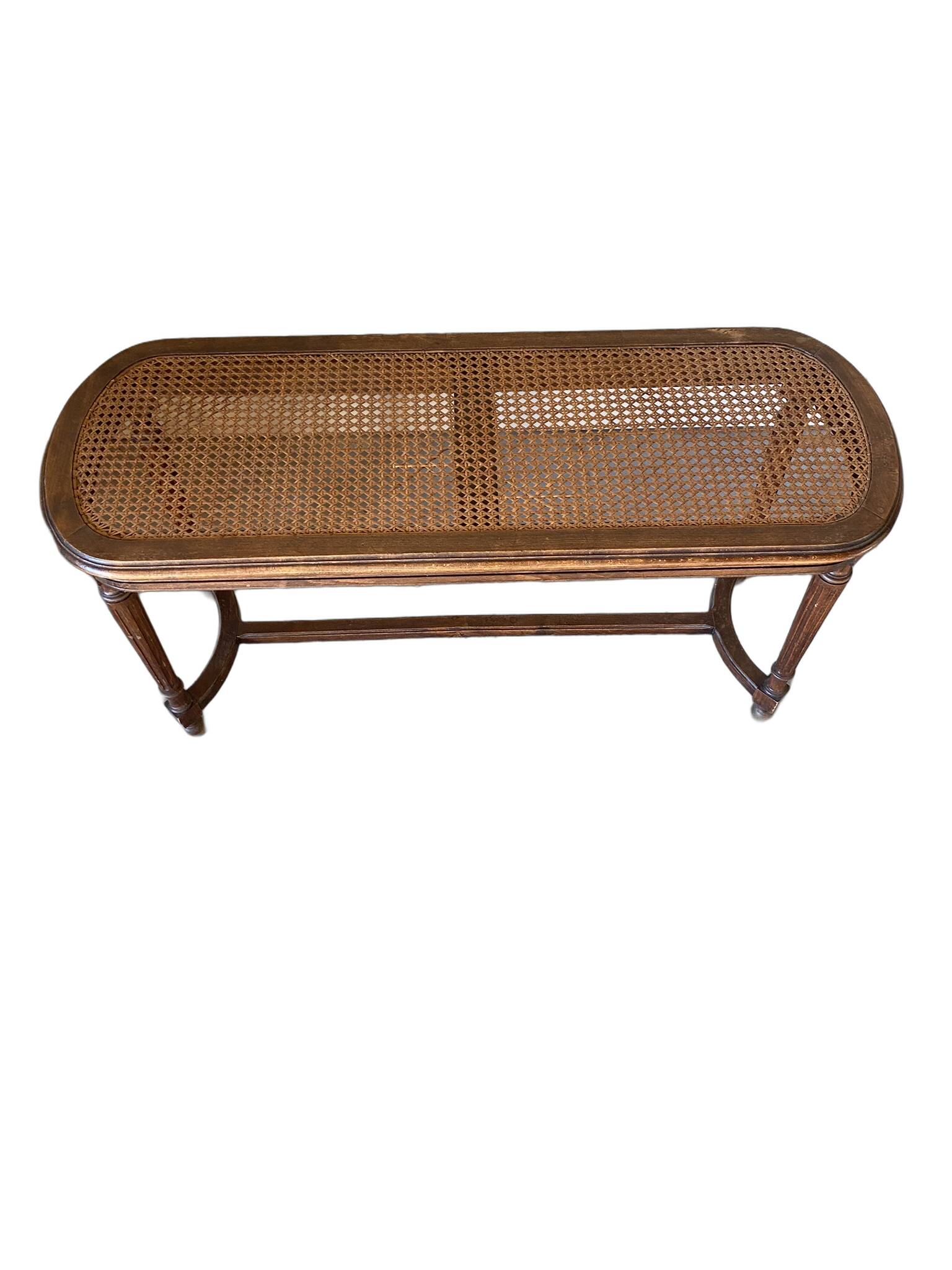 Louis XVI style 2-seater caned piano bench