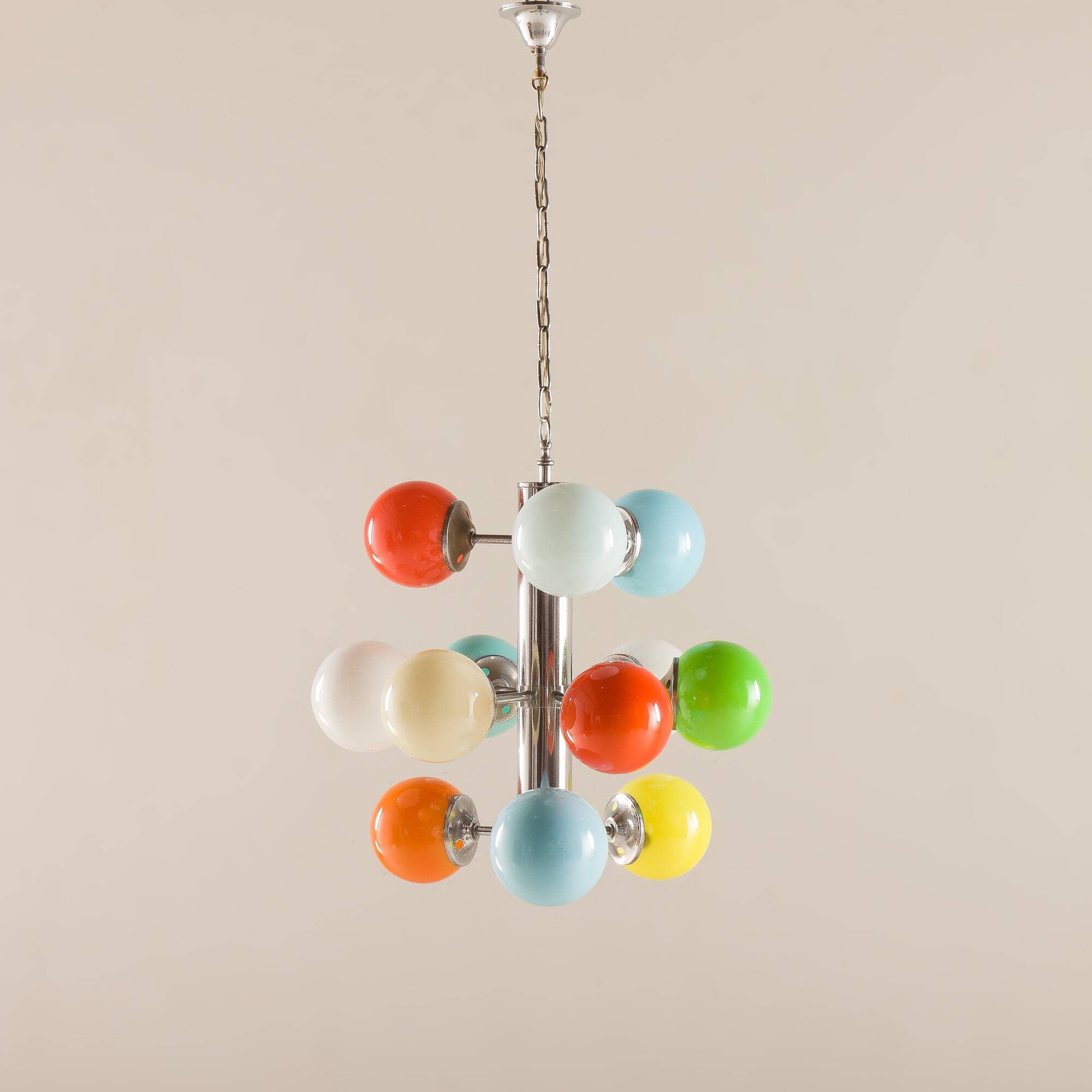 Italian Space Age colorful sputnik glass chandelier, 1970s