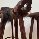 Brutalist Marbela style 1960s bar tripod stools
