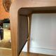 Vintage curved wood and leather desk – 1970s/80s