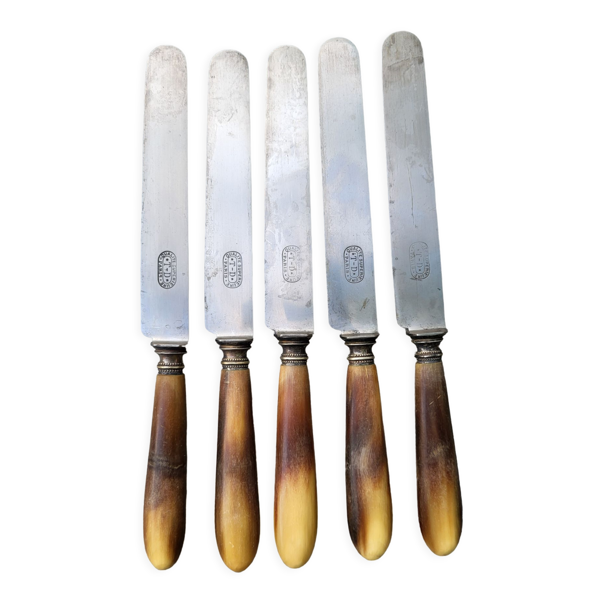 Series of 5 knives steel horn handle