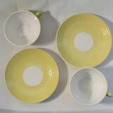 Lot 2 tea cups and yellow vintage saucer - Digoin Sarreguemines