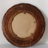 Round vintage carved wooden mirror