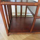 Retro-Side table-vinyl furniture-wood, rattan and bamboo-80s