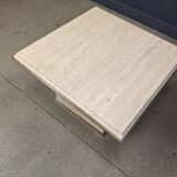 Vintage travertine and brass coffee table by Fedam, 1970s