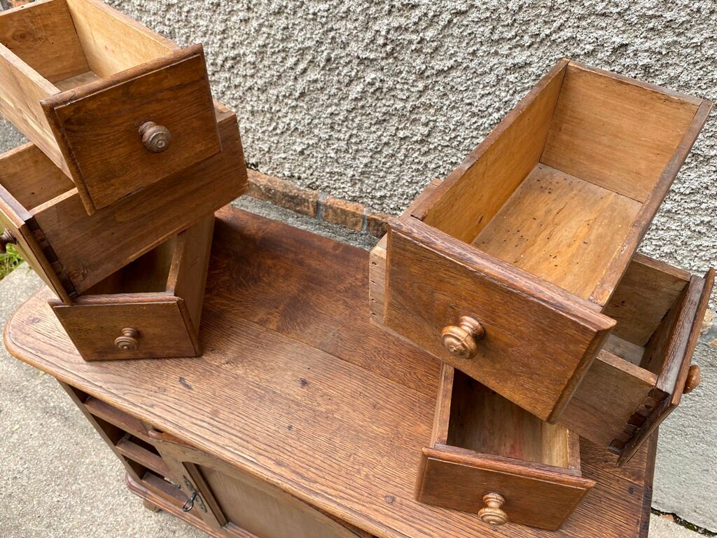 Buffet solid oak storage cabinet 1 door 6 drawers