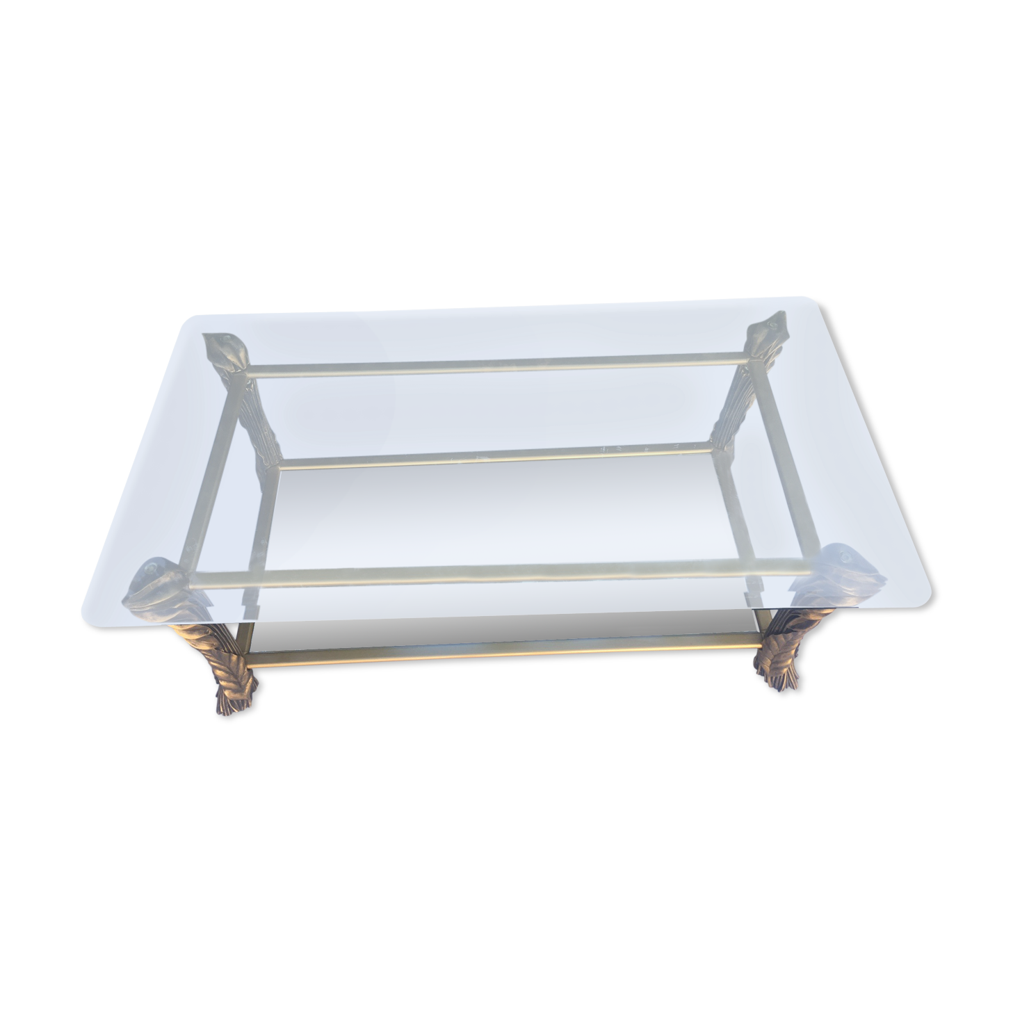 Table basse à deux plateaux verre et miroir