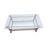 Coffee table with two trays glass and mirror