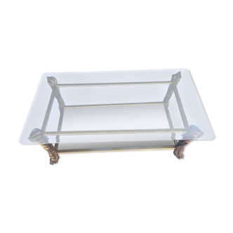 Table basse à deux plateaux verre et miroir