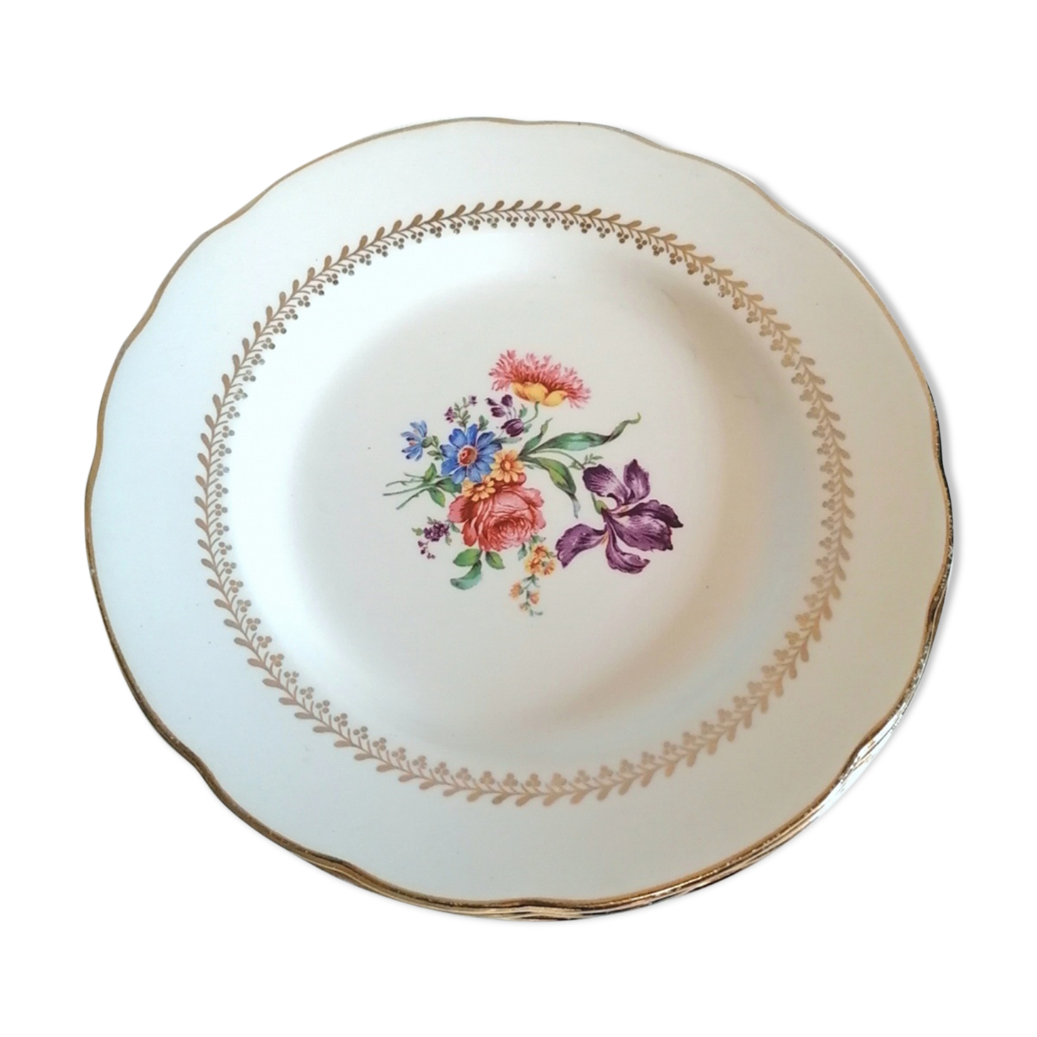Gien Florence earthenware plate service / flowery crockery