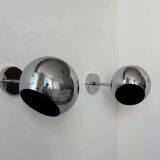 Pair of adjustable wall lights, chromed metal, France 1970