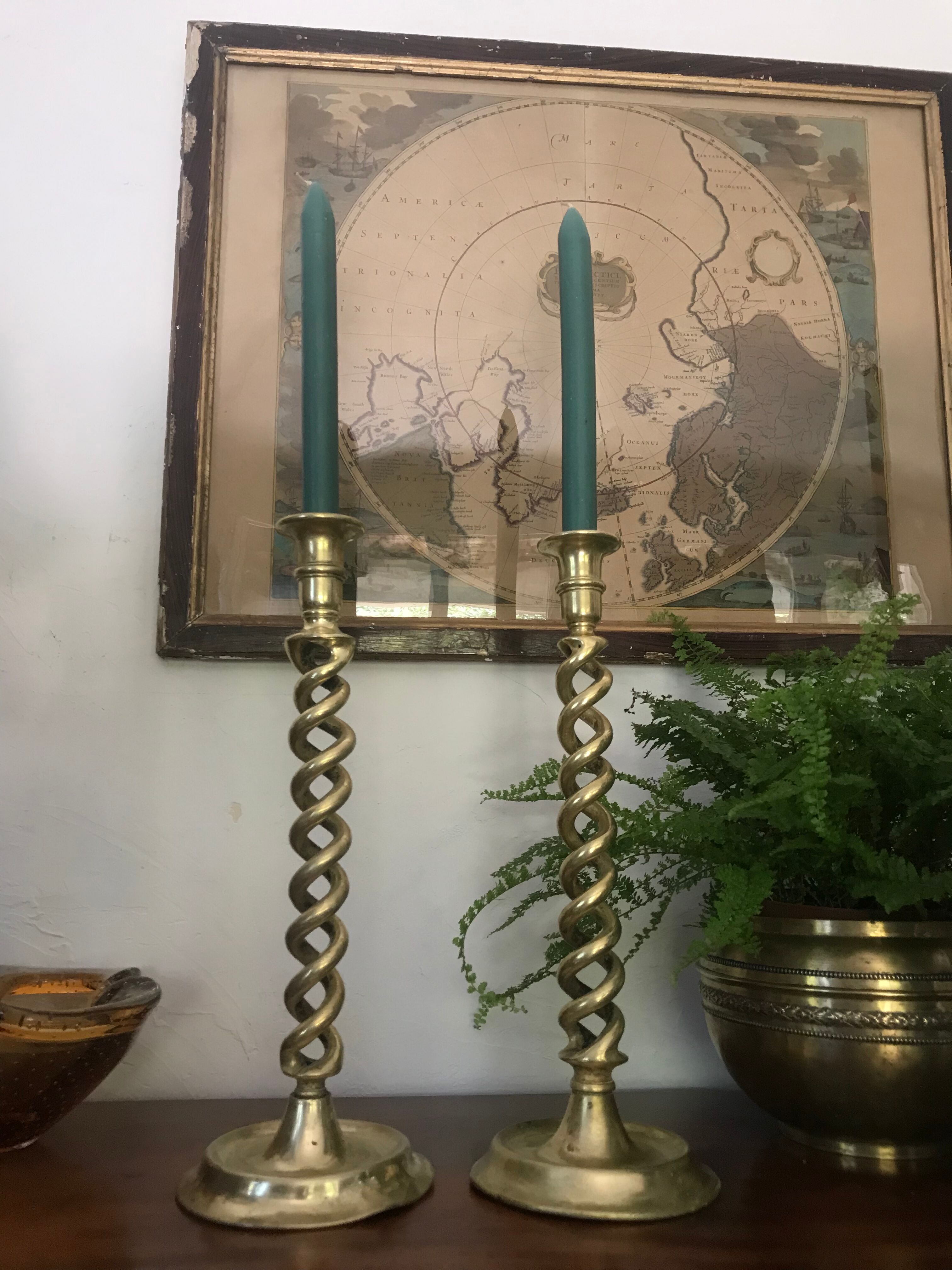 Pair of bronze candle holders 35cm