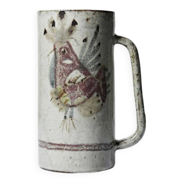 Grande chope Le Mûrier Gustave Reynaud Vallauris vintage années 1960