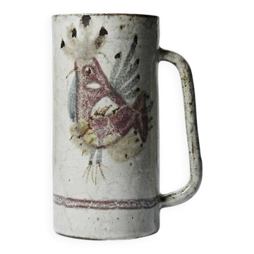 Grande chope Le Mûrier Gustave Reynaud Vallauris vintage années 1960