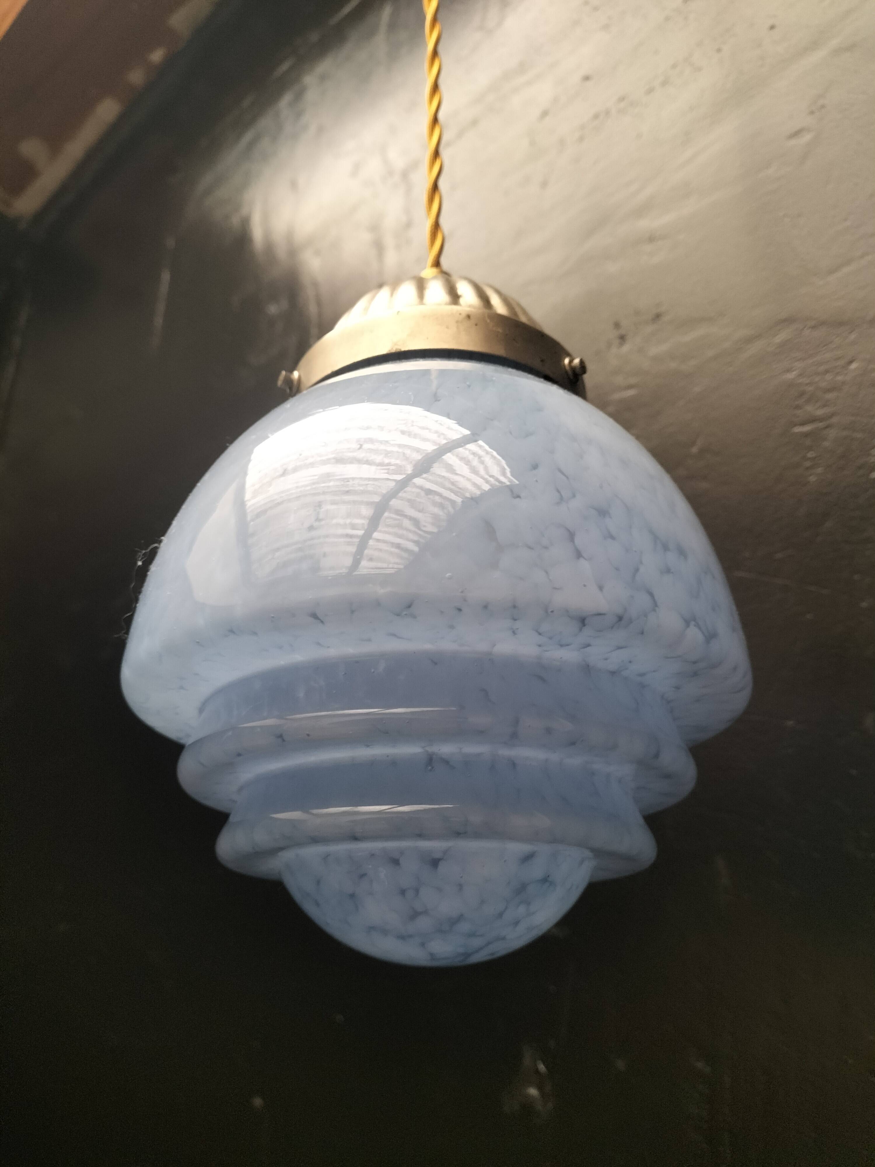 Speckled blue opaline pendant light