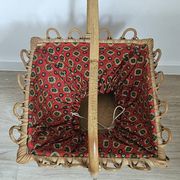 Vintage rattan chair with red fabric – 1960s/70s