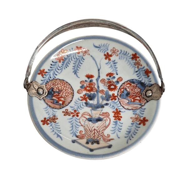 Antique Japanese Dish With Silver Handle, 18th and 19th century