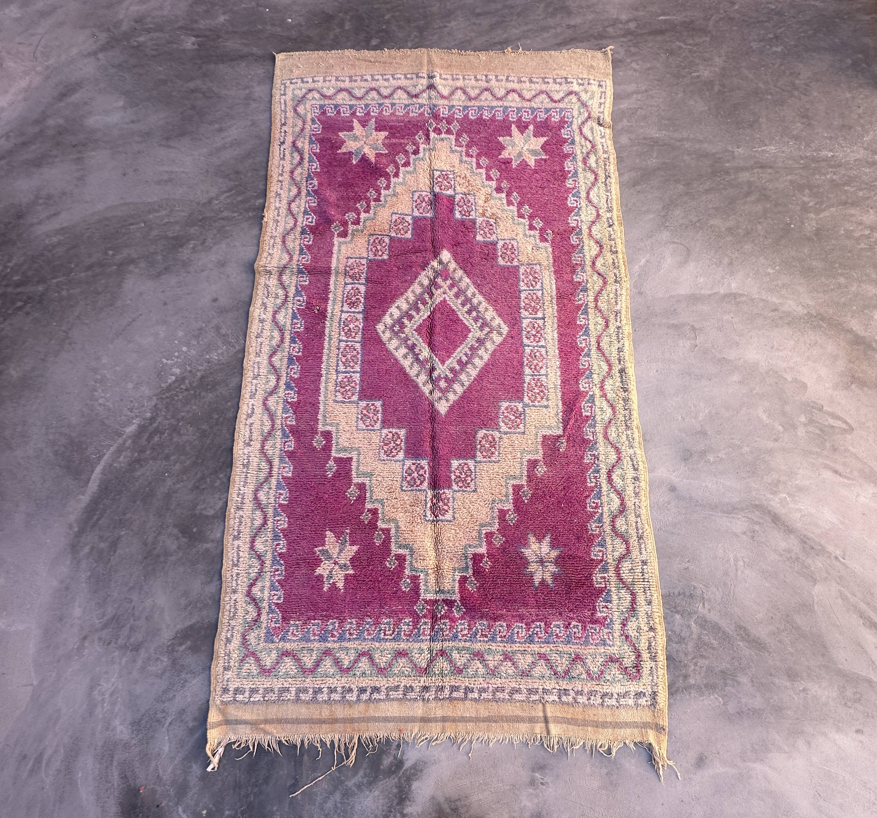 Moroccan rug Ait Bou Sbaa purple - 304 x 158 cm