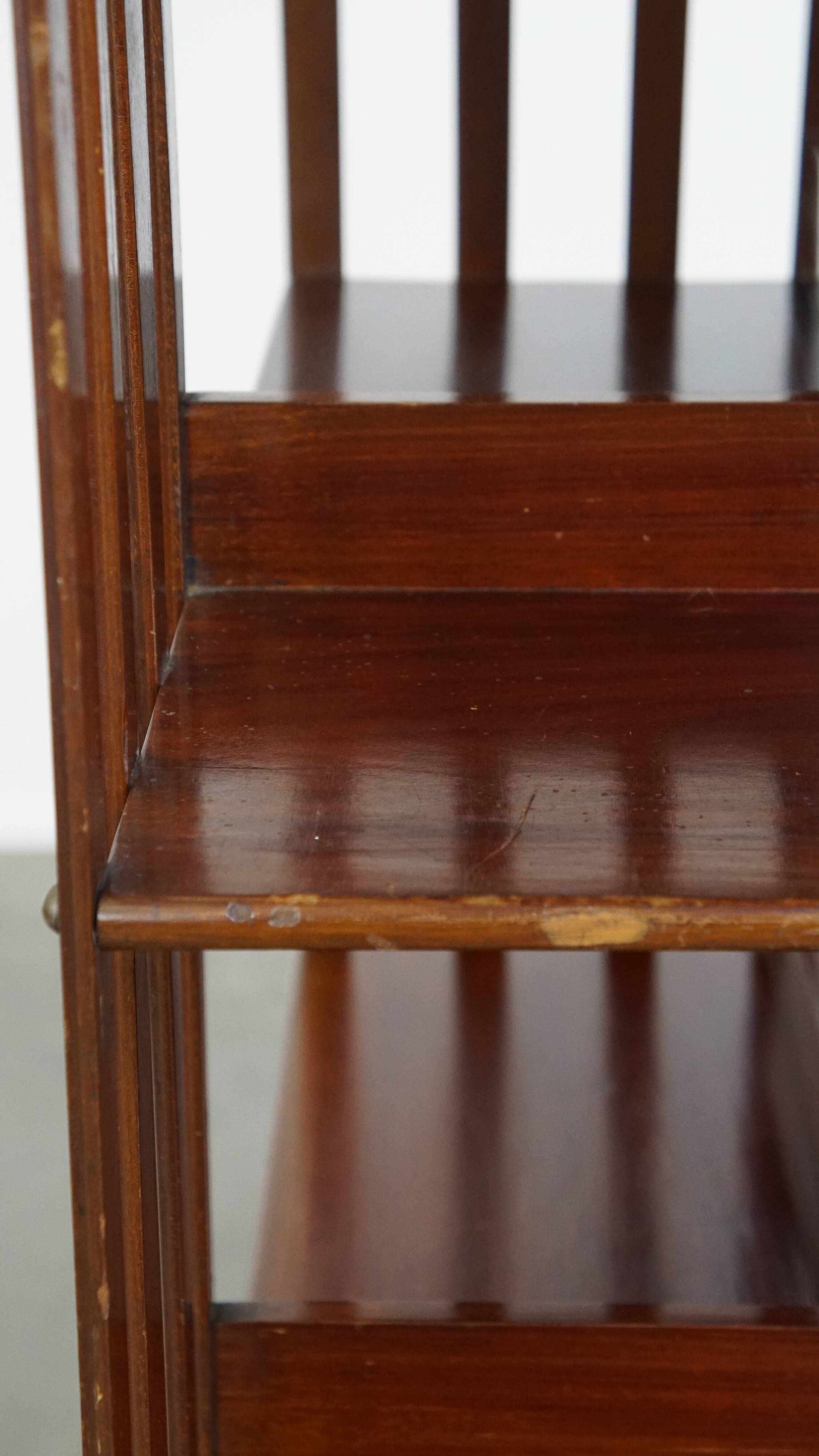 Large Antique Wooden English Book Carousel with Cast Iron Base