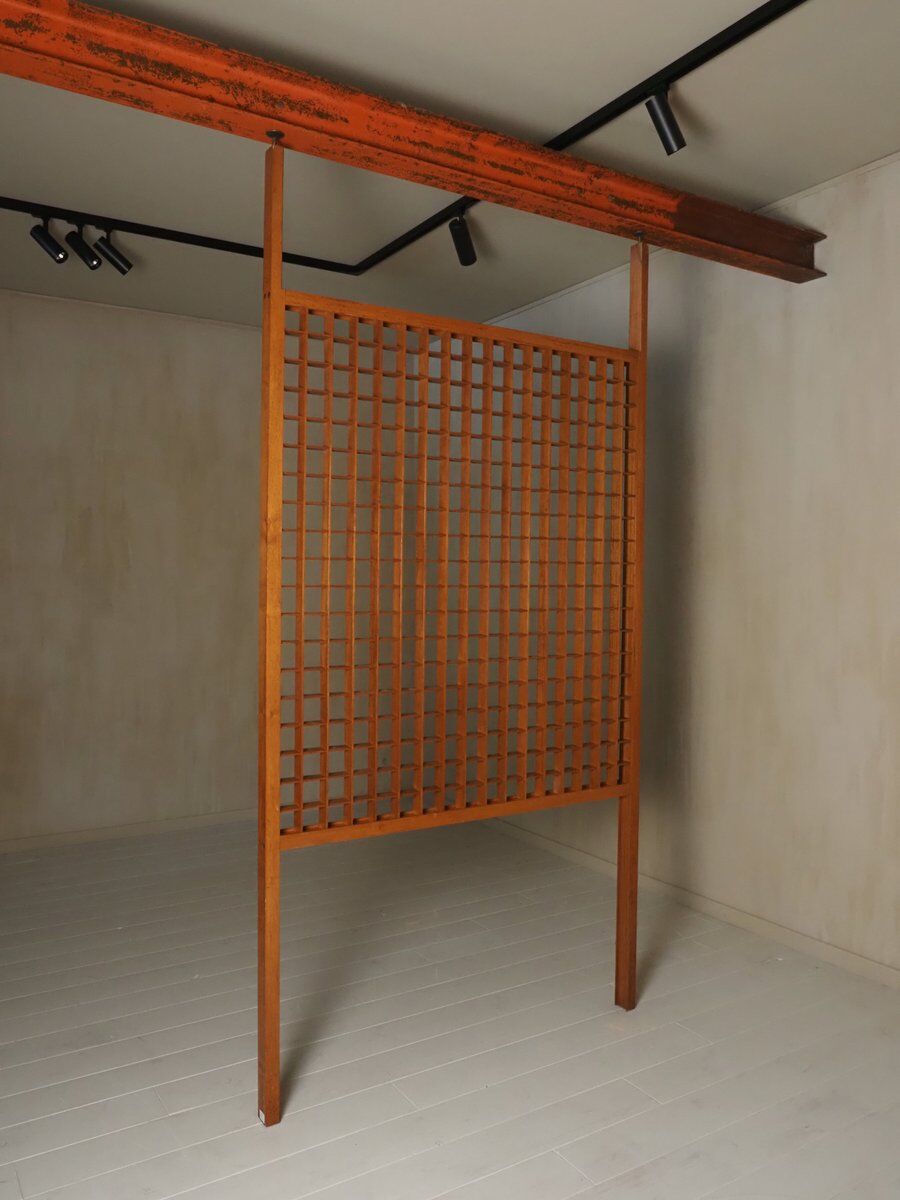 Wooden room divider with lattice design, 1960s