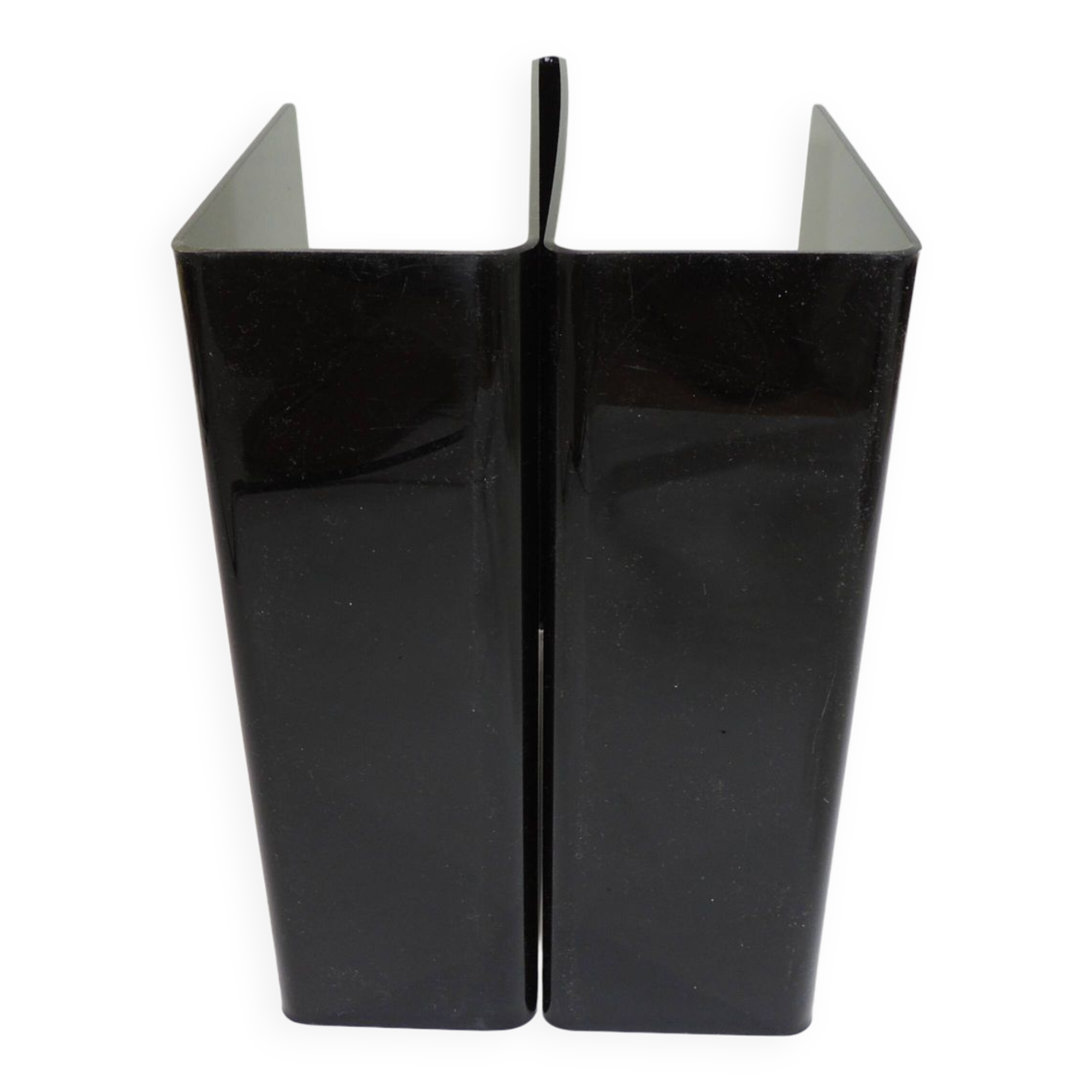 Black plexiglass magazine rack / vintage / 1980s