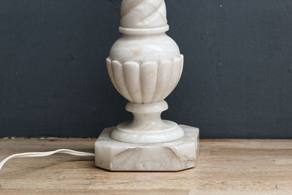 Italian lamp foot in twisted white marble