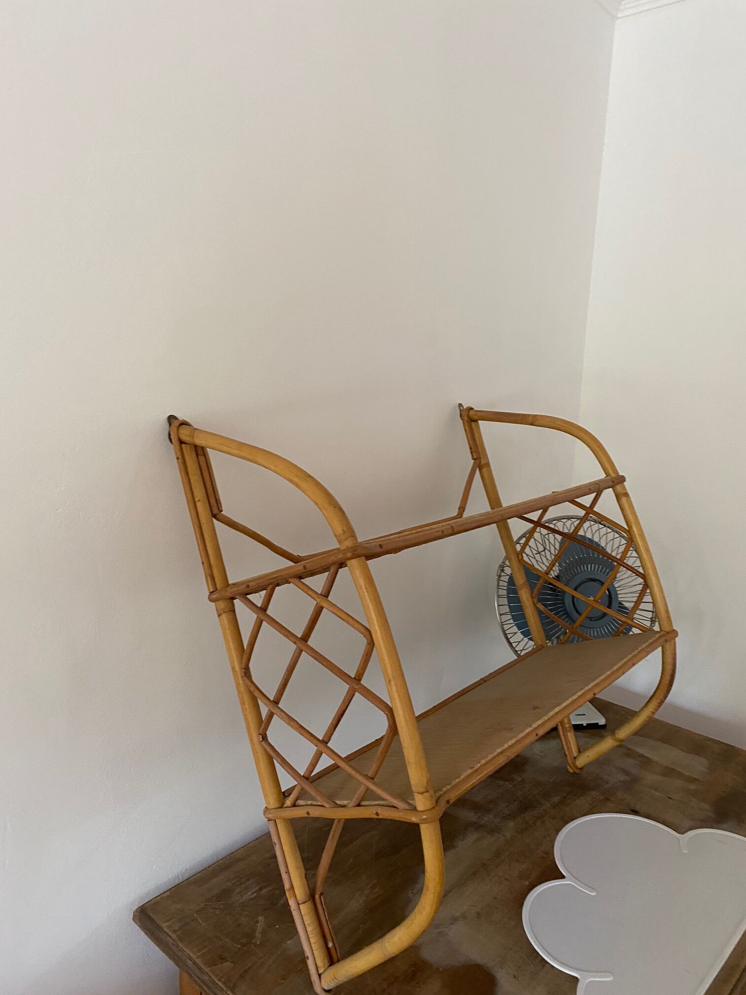 Vintage bamboo rattan shelf