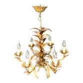 Lustre vintage en métal doré en forme de feuille d'ananas, années 60
