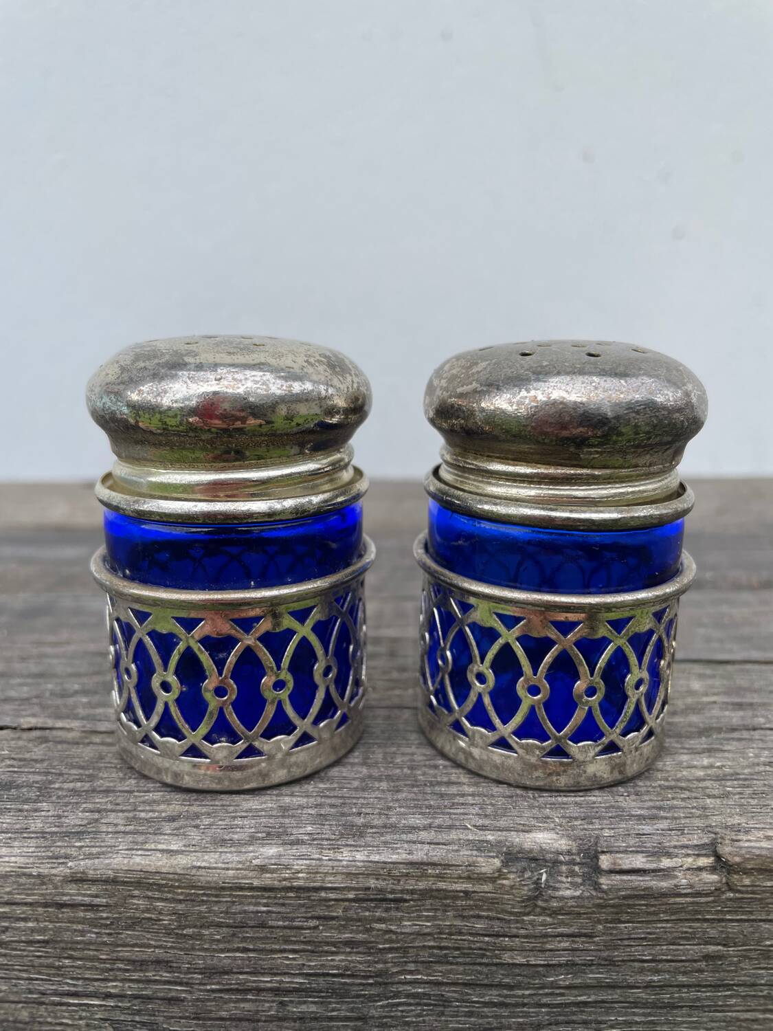 Silver-plated salt and pepper shaker, 1950s