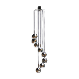 Eight-Light Cascading Chandelier in Chrome