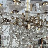 8-bulb string chandelier with crystal drops