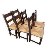 Serie de 6 chaises Brutalistes massive 1960