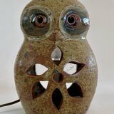 Lampe veilleuse chouette en grès Guy Baudat