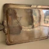 Large silver-plated copper serving tray, 19th century - 80 x 48 cm